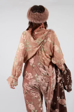 Les Ours Tops^Oeillet Blouse in Voile Fleur Macaron