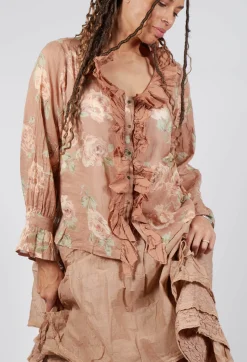 Les Ours Tops^Oeillet Blouse in Voile Fleur Macaron