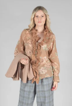 Les Ours Tops^Oeillet Blouse in Voile Fleur Macaron