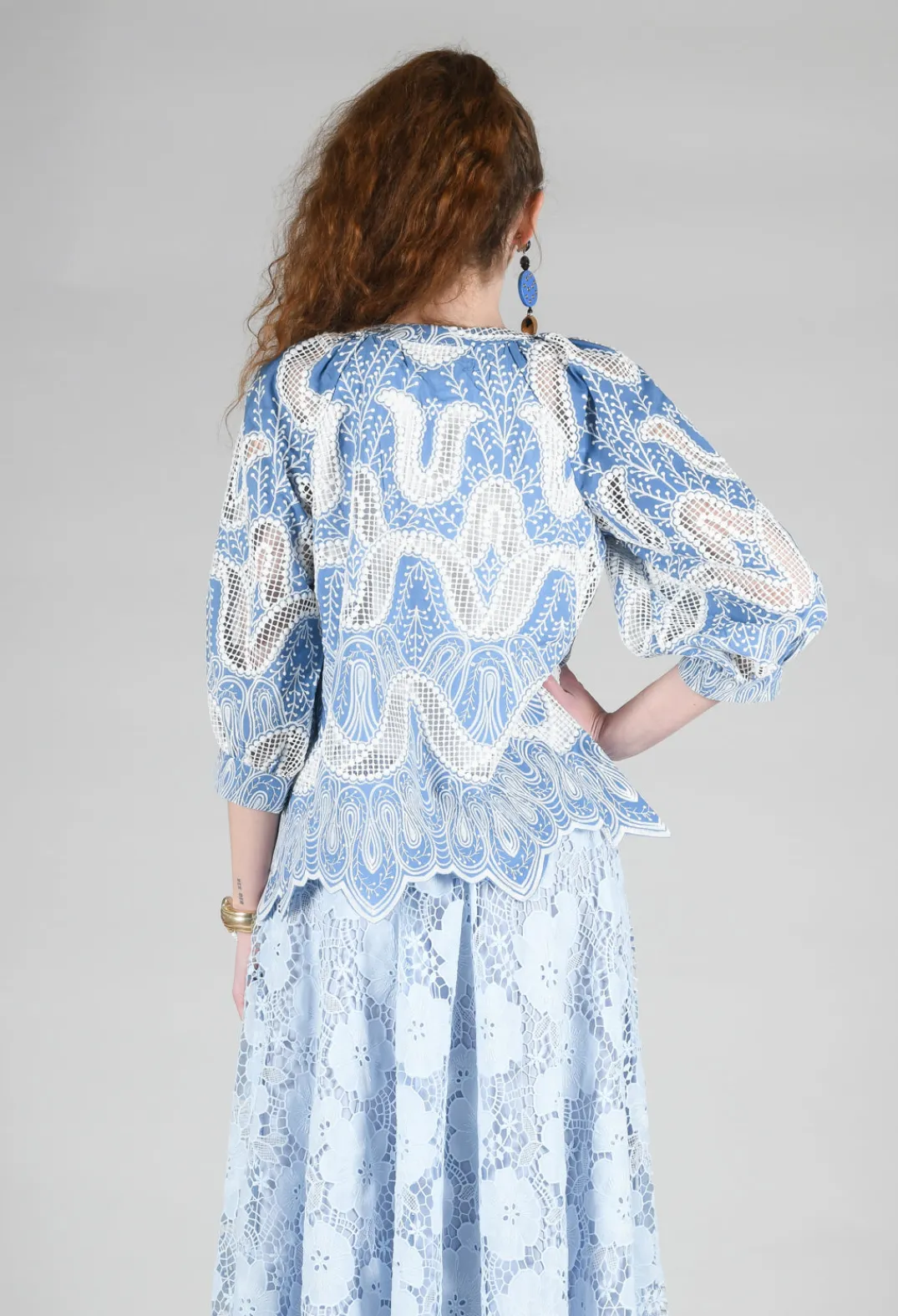 Rene Derhy Tops^Omaley Embroidered Top in Bleu and Petr