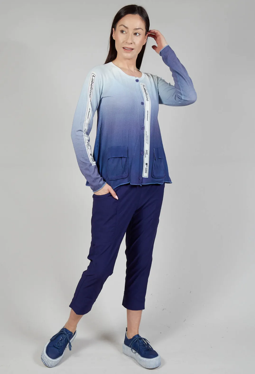 Rundholz Black Label Cardigans^Ombre Knitted Cardigan in Azur Print