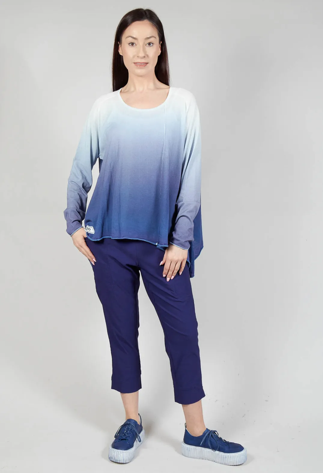 Rundholz Black Label Jumpers^Ombre Knitted Top with Asymmetric Hem in Azur Print