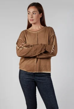 Umit Unal Tops^Ombre Long Sleeve Top in Original Brown