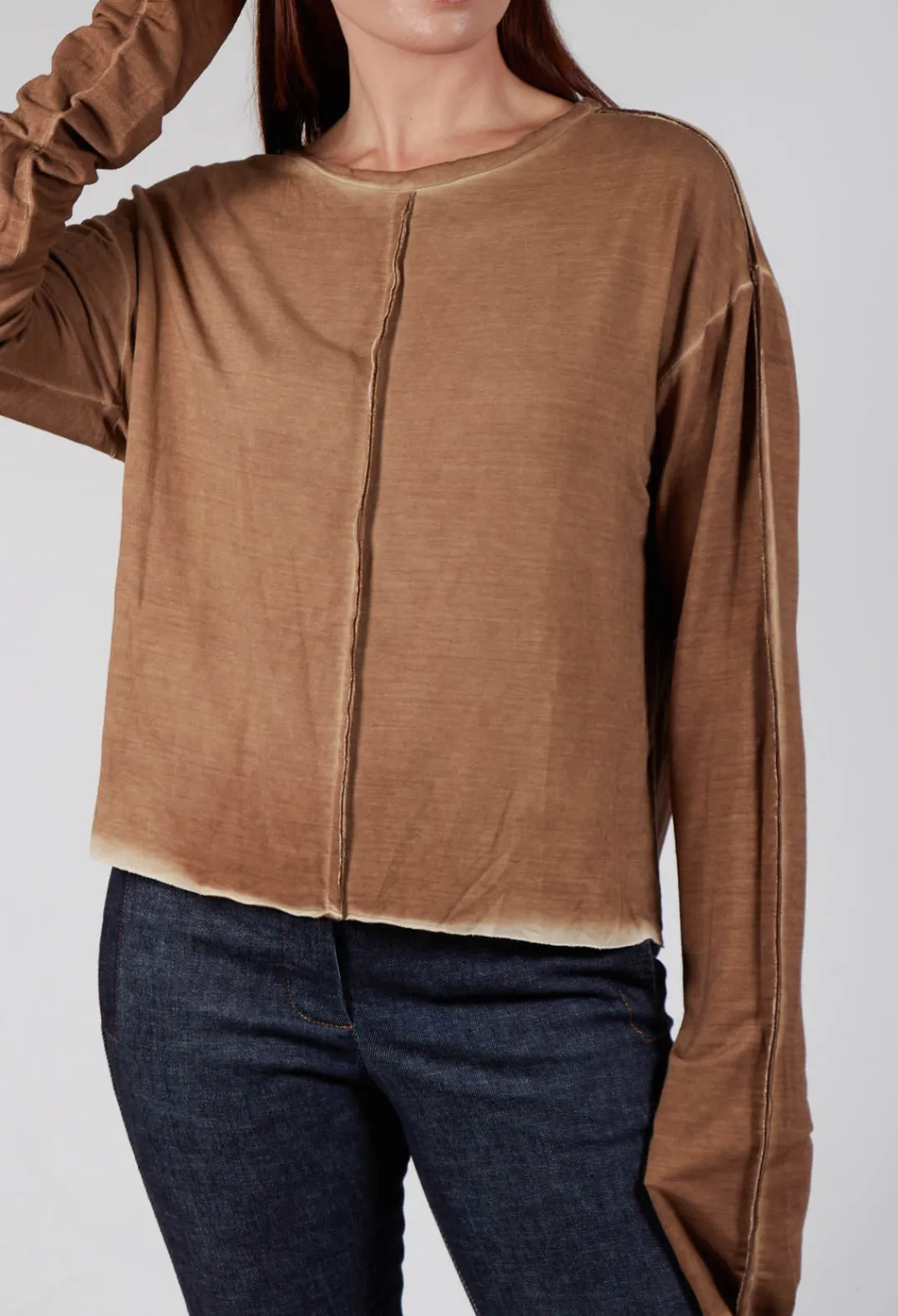 Umit Unal Tops^Ombre Long Sleeve Top in Original Brown