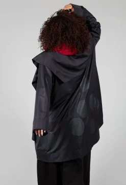 Moyuru Coats^Open Collar Coat with Print in Black