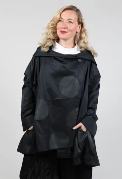Moyuru Coats^Open Collar Coat with Print in Black
