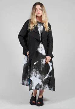Moyuru Jackets^Open Collar Jacket with Hemline Feature in Black