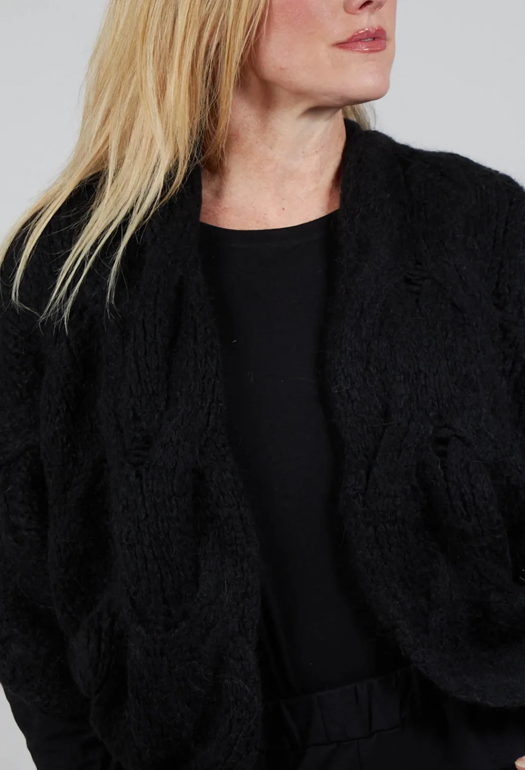Bread and Butter Cardigans^Open Knit Cardigan in  Black