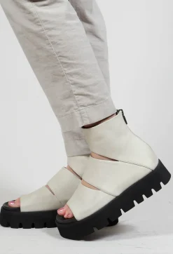 Lofina Boots^Open Toe Cut Out Boots in Gasoline Greige