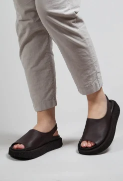 Lofina Boots^Open Toe Sling Back Shoes in Chocolate