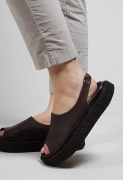 Lofina Boots^Open Toe Sling Back Shoes in Chocolate