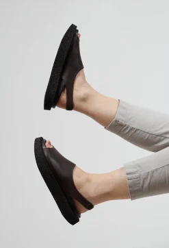 Lofina Boots^Open Toe Sling Back Shoes in Chocolate