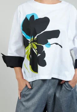 Bize Tops^Open-back Print Top in White