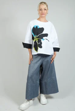 Bize Tops^Open-back Print Top in White