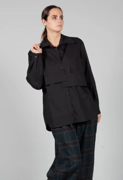 Amici Shirts & Blouses^Overlay Buttoned Long Sleeve Shirt in Black