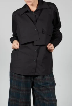 Amici Shirts & Blouses^Overlay Buttoned Long Sleeve Shirt in Black