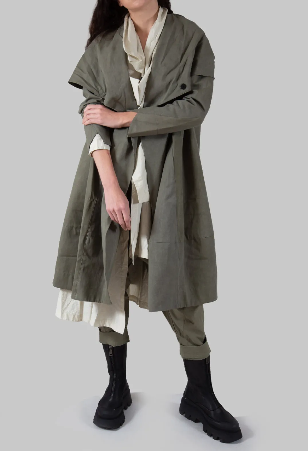 Jayko Coats^Oversized Draped Wapi Coat in Green