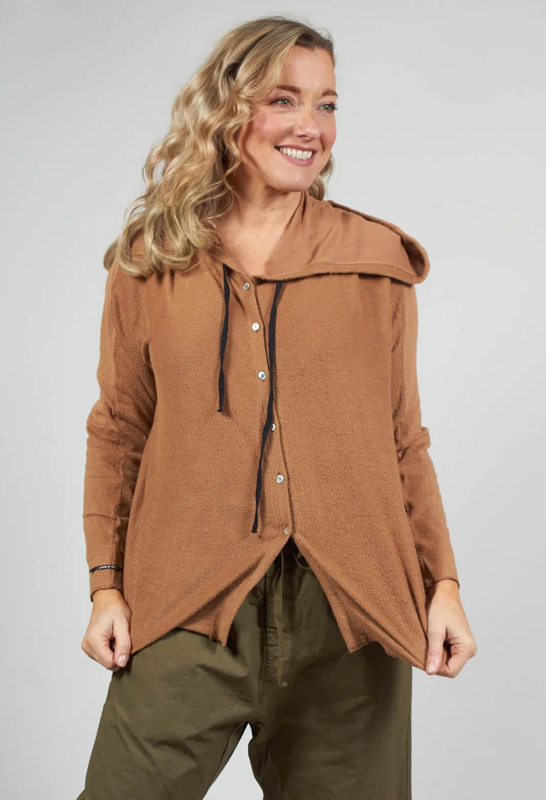 Album Di Famiglia Cardigans^Oversized Hooded Cardigan F in Pottery