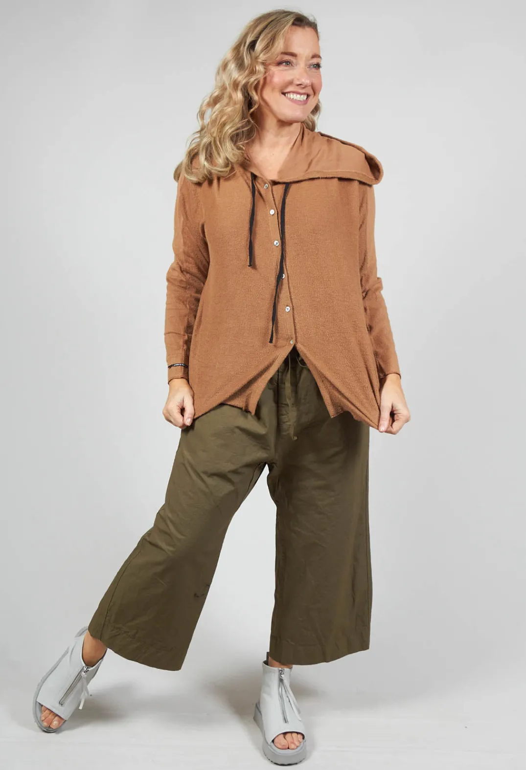 Album Di Famiglia Cardigans^Oversized Hooded Cardigan F in Pottery