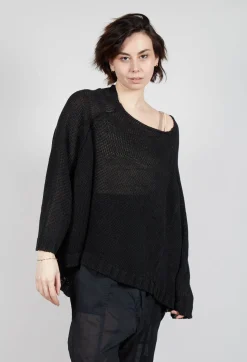Rundholz Dip Jumpers^Oversized Knitted Jumper with Square Neckline in Black