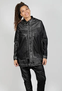 Rundholz Mainline Coats^Oversized Longline Jacket in Black Flock