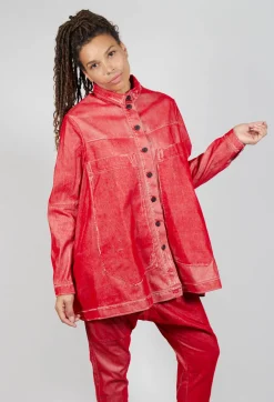 Rundholz Mainline Coats^Oversized Longline Jacket in Cardinal Flock