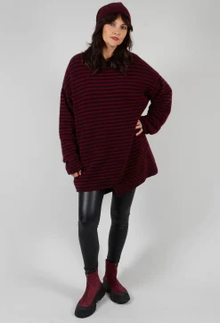 Pal Offner Jumpers^Oversized Pull Over in Striped Black and Merlot
