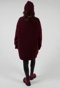 Pal Offner Jumpers^Oversized Pull Over in Striped Black and Merlot