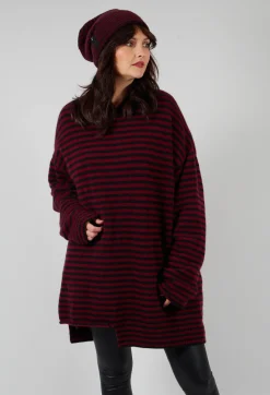 Pal Offner Jumpers^Oversized Pull Over in Striped Black and Merlot