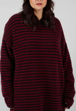 Pal Offner Jumpers^Oversized Pull Over in Striped Black and Merlot