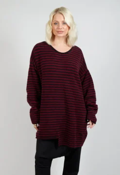Pal Offner Jumpers^Oversized Pull Over in Striped Black and Merlot