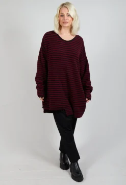 Pal Offner Jumpers^Oversized Pull Over in Striped Black and Merlot