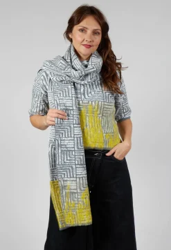 Sarah Pacini Scarves^Oversized Scarf in Light Grey and Yellow