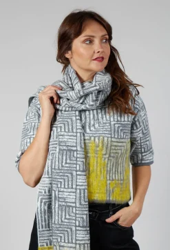 Sarah Pacini Scarves^Oversized Scarf in Light Grey and Yellow