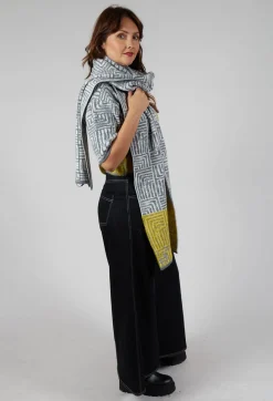 Sarah Pacini Scarves^Oversized Scarf in Light Grey and Yellow