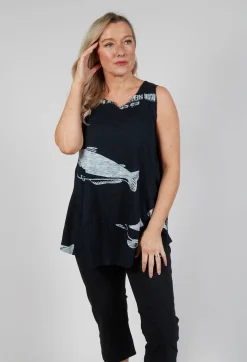 Rundholz Black Label Tops^Oversized Top with High Low Hem in Black Print