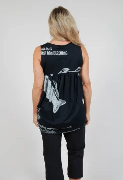 Rundholz Black Label Tops^Oversized Top with High Low Hem in Black Print