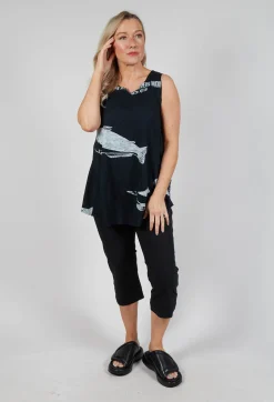 Rundholz Black Label Tops^Oversized Top with High Low Hem in Black Print