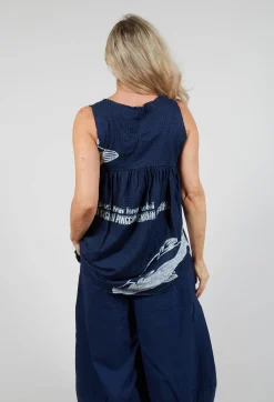 Rundholz Black Label Tops^Oversized Top with High Low Hem in Navy Print