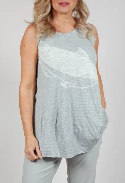 Rundholz Black Label Tops^Oversized Top with High Low Hem in Grey Print