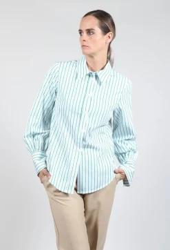 Beatrice B Shirts & Blouses^Oxford Striped Shirt in Kiwi