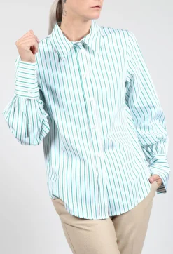 Beatrice B Shirts & Blouses^Oxford Striped Shirt in Kiwi