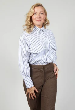 Beatrice B Shirts & Blouses^Oxford Striped Shirt with Statement Pockets in Violet
