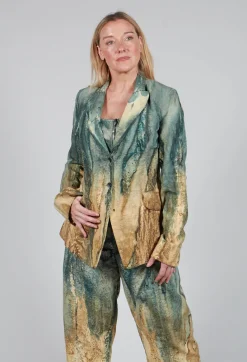 Masnada Jackets^Padded Pattern Blazer in Petrol and Tea