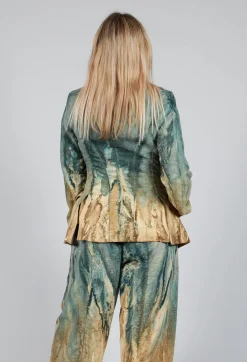 Masnada Jackets^Padded Pattern Blazer in Petrol and Tea