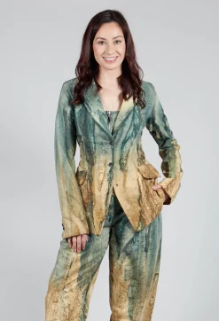 Masnada Jackets^Padded Pattern Blazer in Petrol and Tea