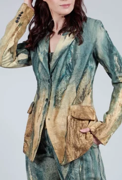 Masnada Jackets^Padded Pattern Blazer in Petrol and Tea