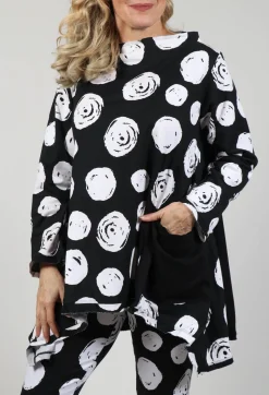 Bread and Butter Shirts & Blouses^Paint Polka Dot Print Top in Black