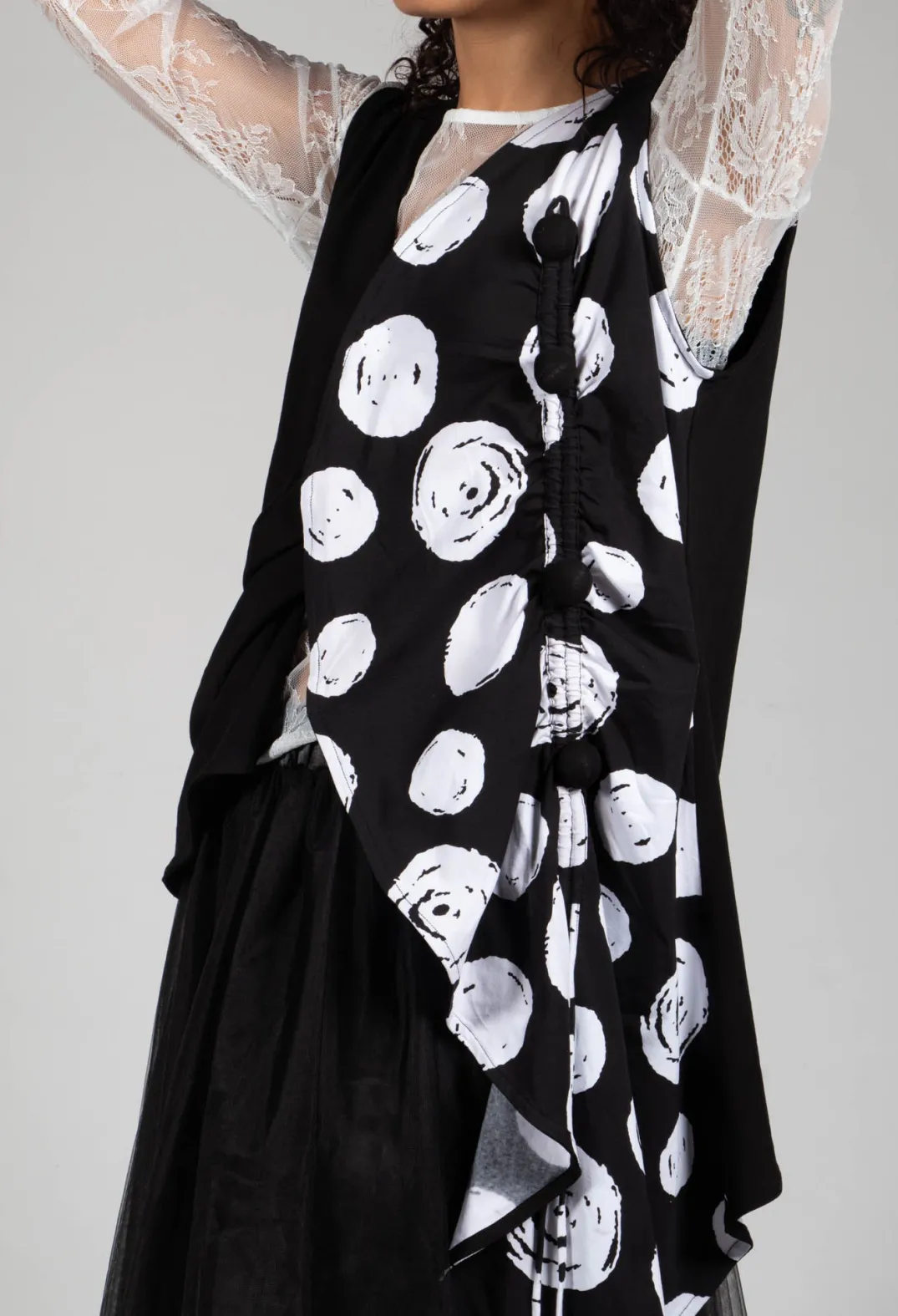 Bread and Butter Jackets^Paint Polka Dot Print Waistcoat in Black