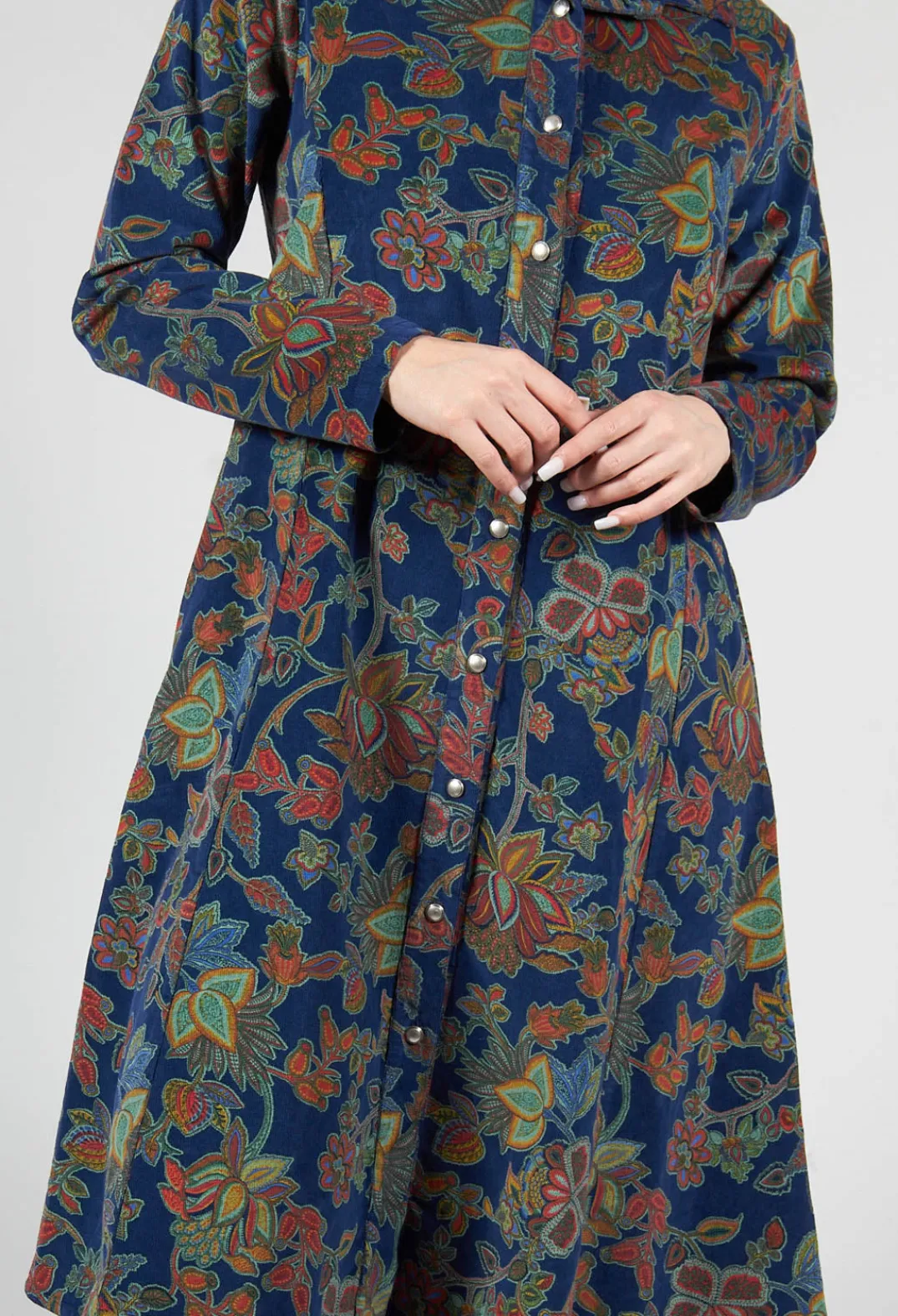 Blueberry Tops^Paisley Print Cord Knee Length Top in Navy